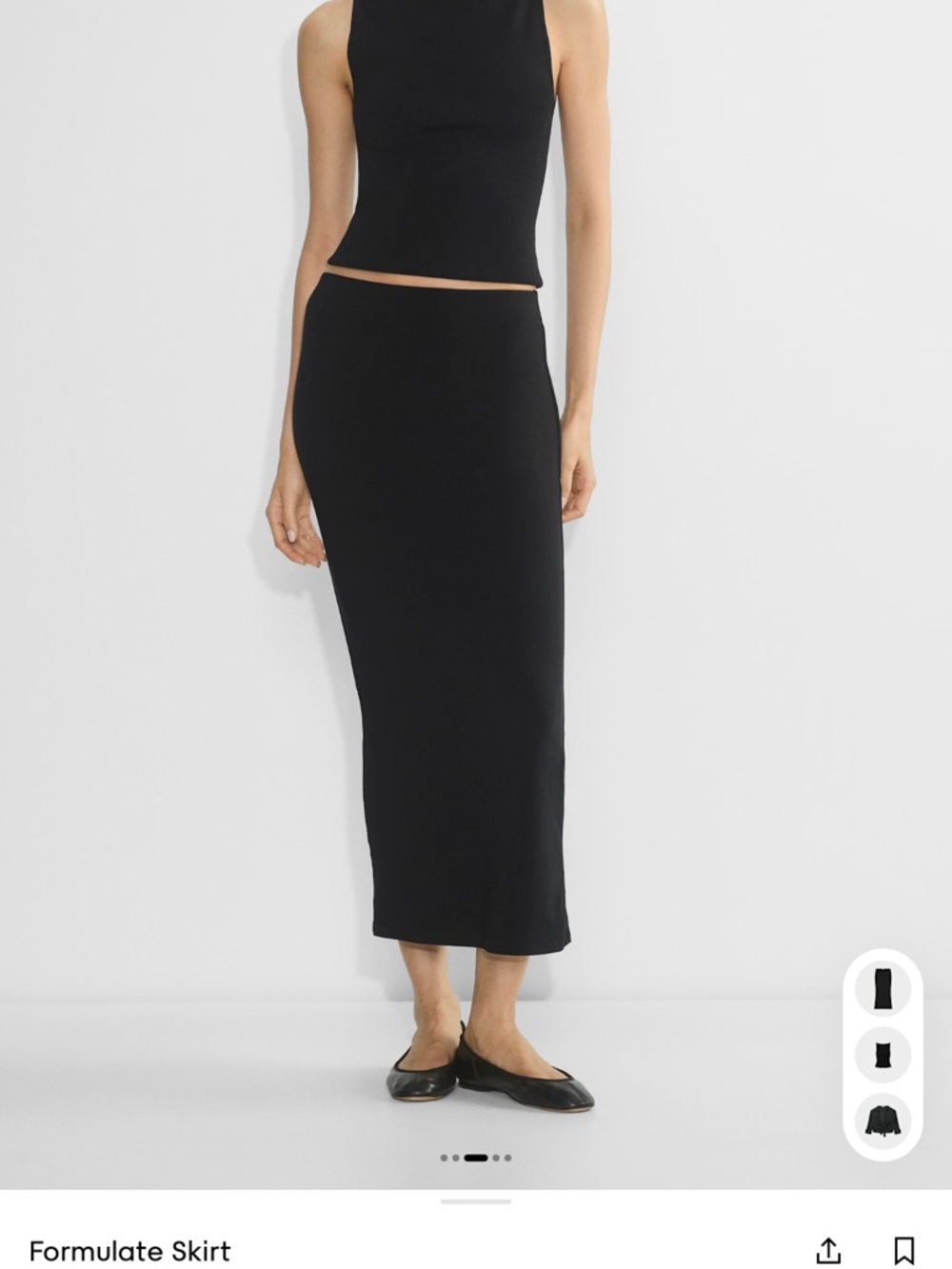 Aritzia Formulate Black Midi Skirt